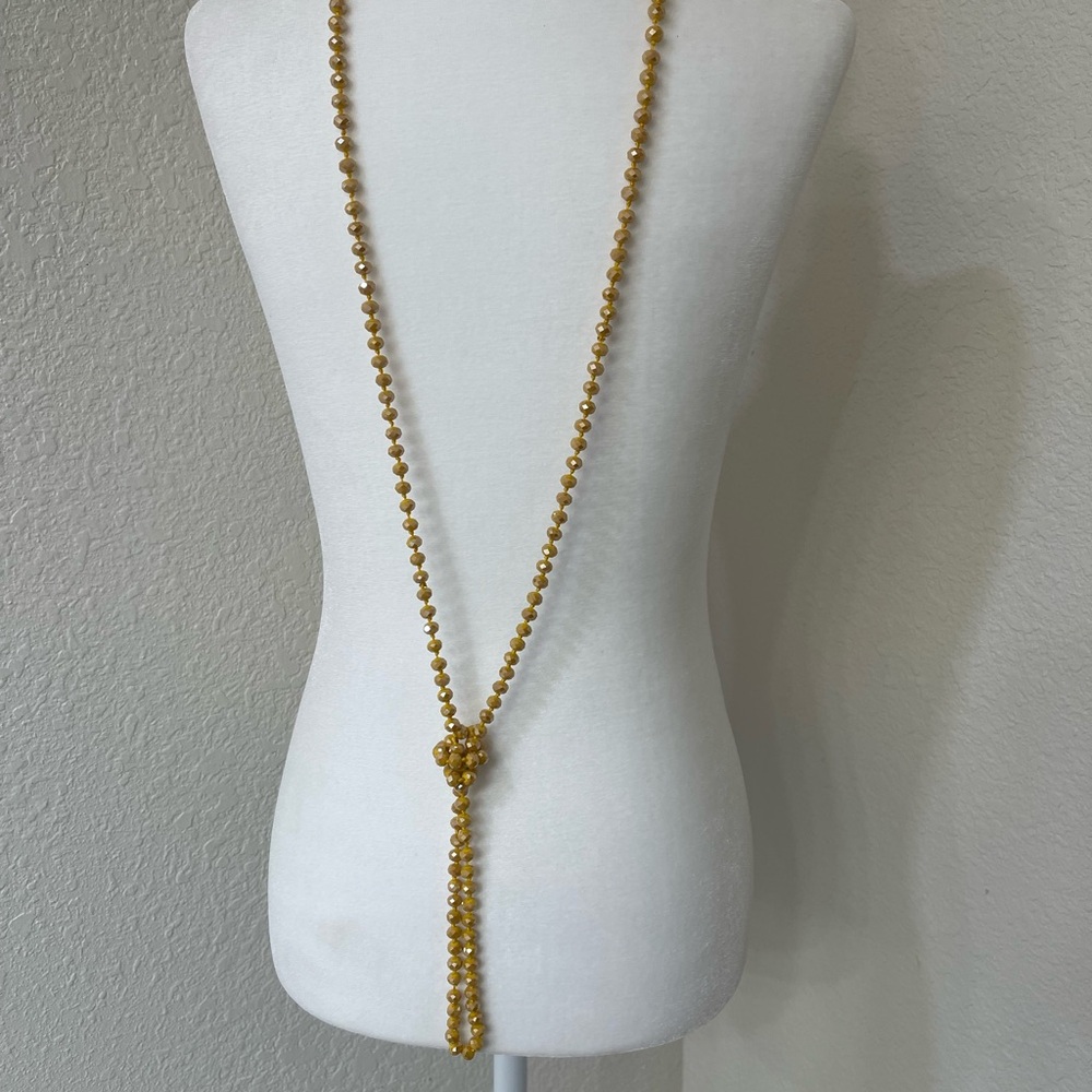 Yellow, Blue, and Bronze Beaded Necklaces - Picture 4 of 9